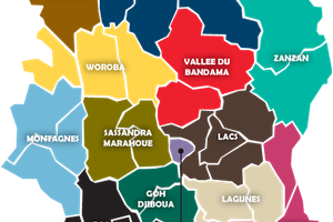 Répartition de la population de nationalité non ivoirienne par District et Région selon le sexe